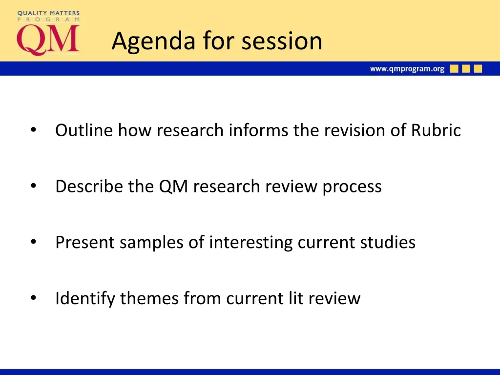 agenda for session