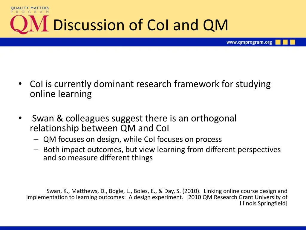 discussion of coi and qm