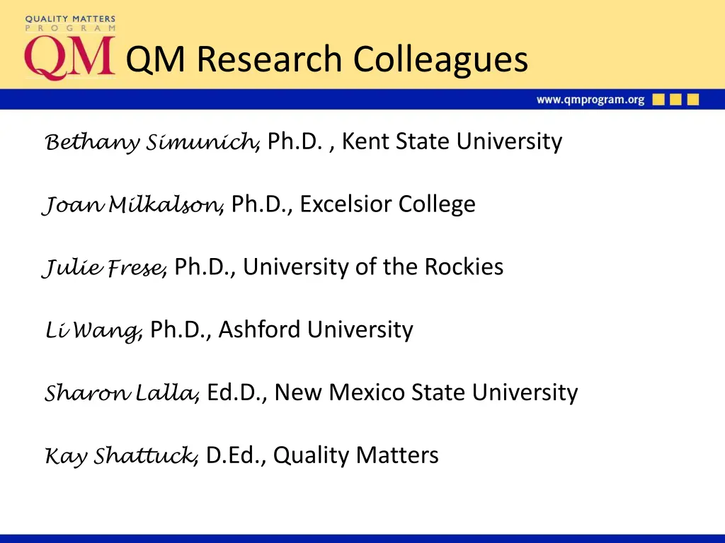qm research colleagues