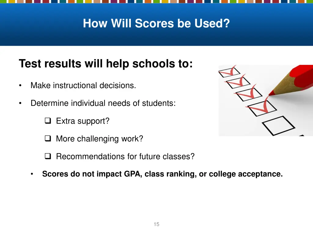 how will scores be used