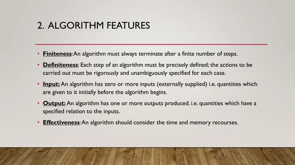 2 algorithm features