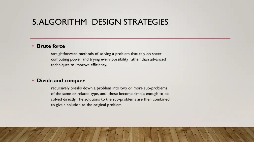 5 algorithm design strategies