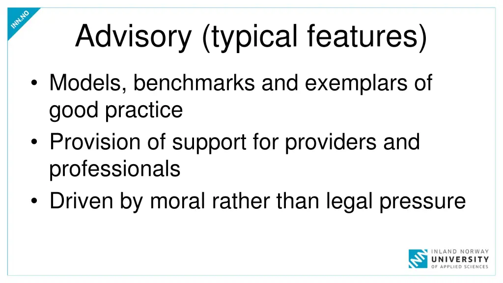 advisory typical features