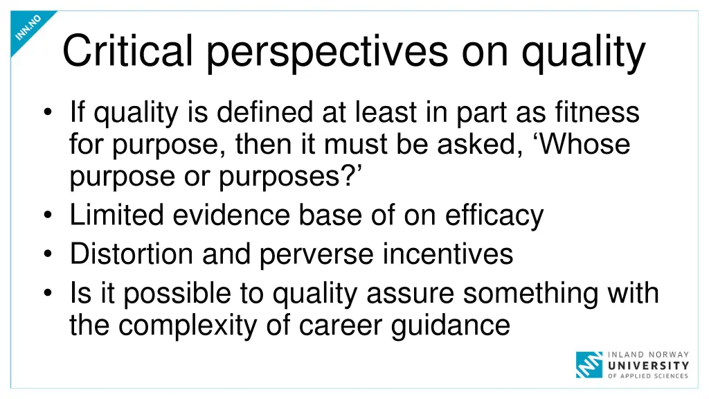 critical perspectives on quality