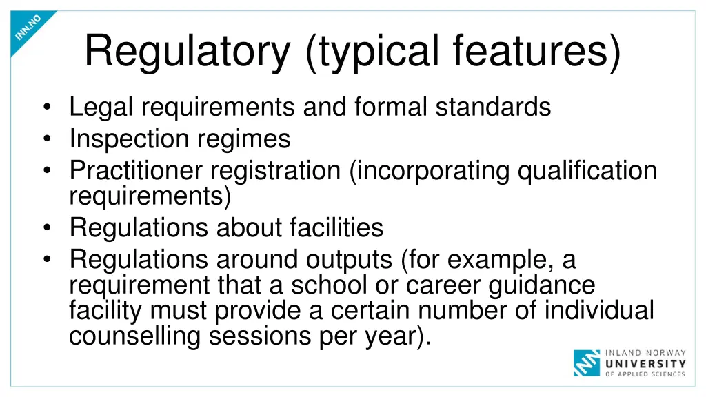 regulatory typical features