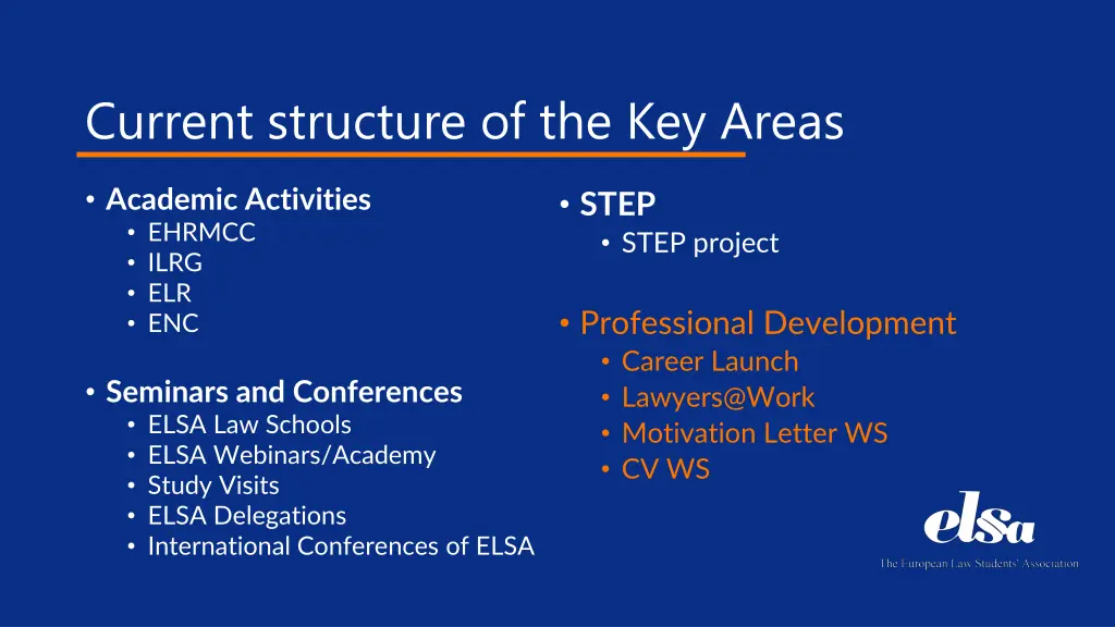 current structure of the key areas