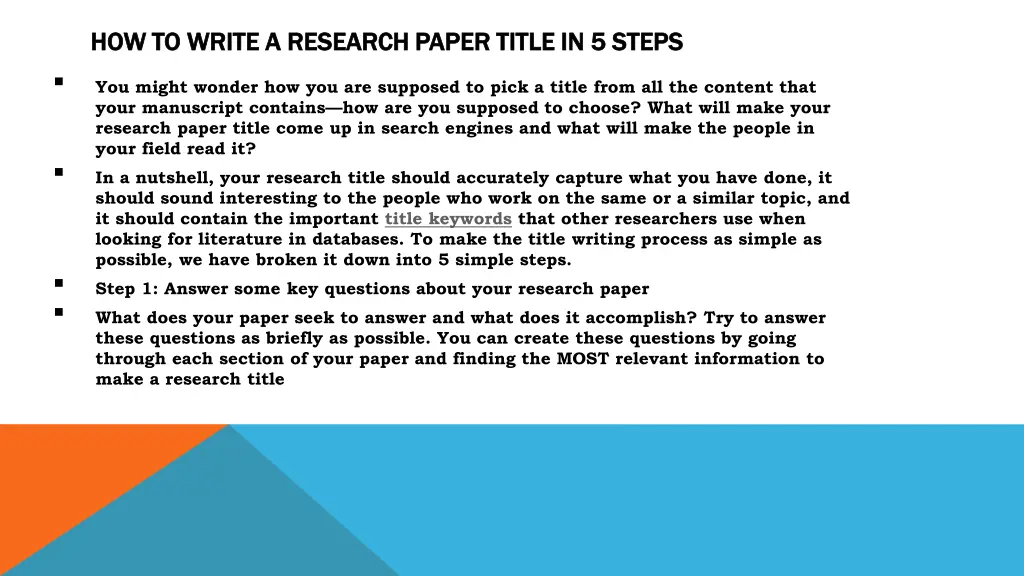 how to write a research paper title in 5 steps