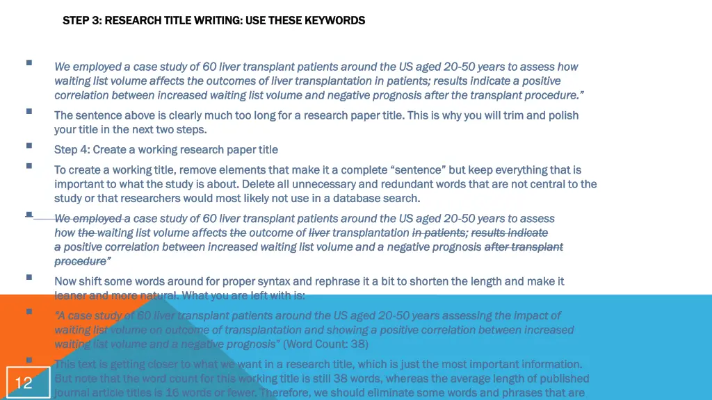 step 3 research title writing use these keywords