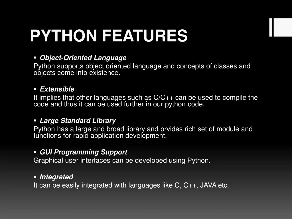 python features 1
