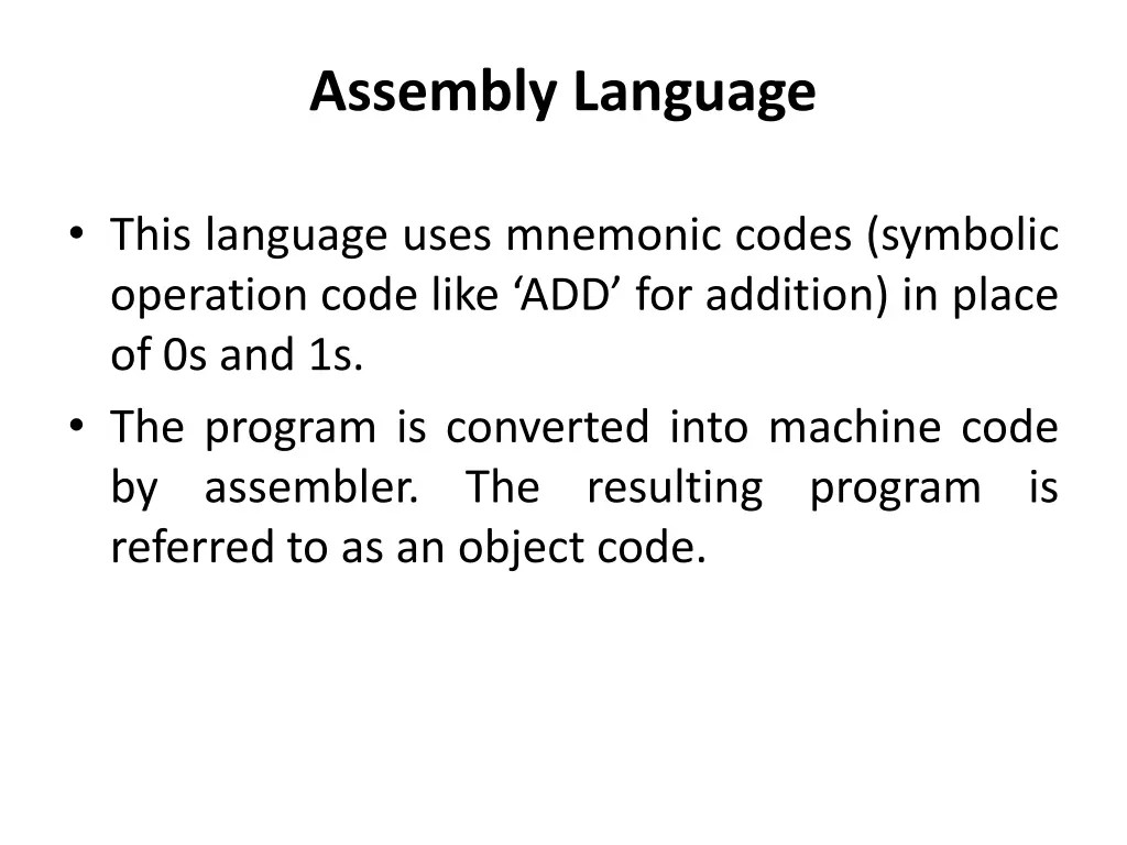 assembly language