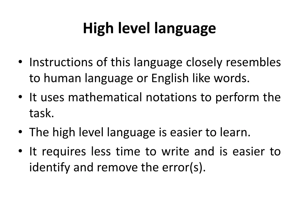 high level language