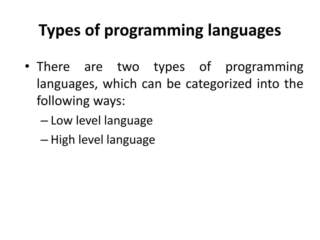 types of programming languages