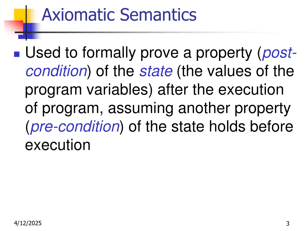 axiomatic semantics 1