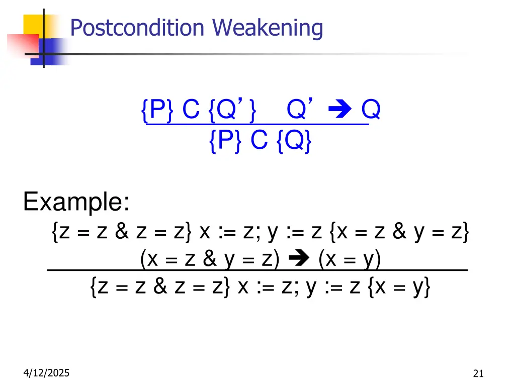 postcondition weakening