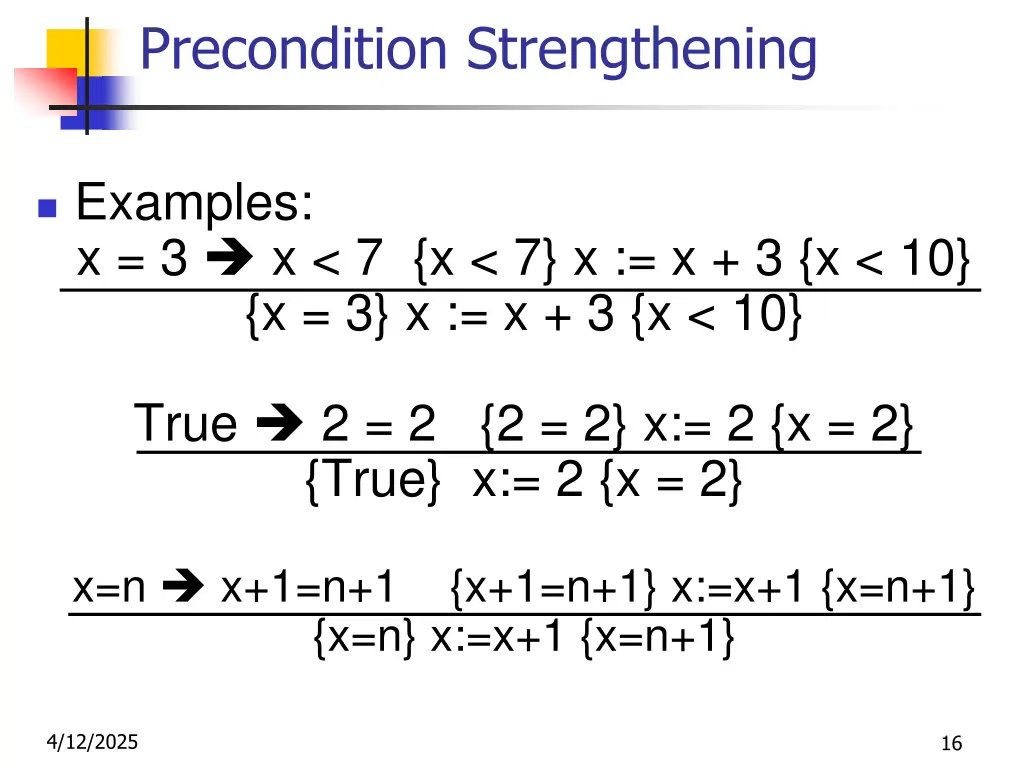 precondition strengthening 1