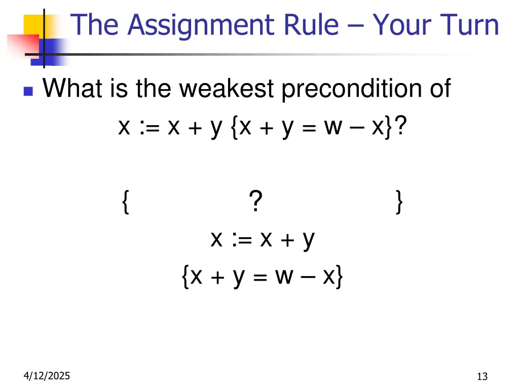 the assignment rule your turn