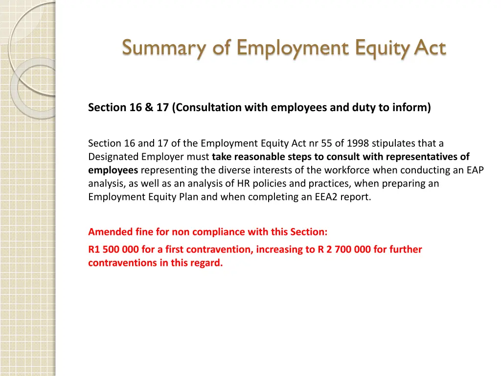 summary of employment equity act 10