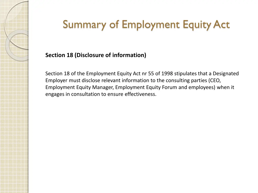 summary of employment equity act 11