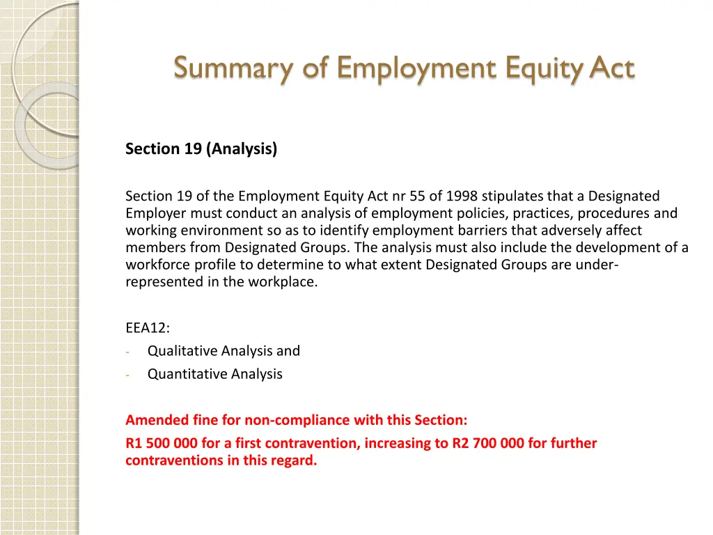 summary of employment equity act 12