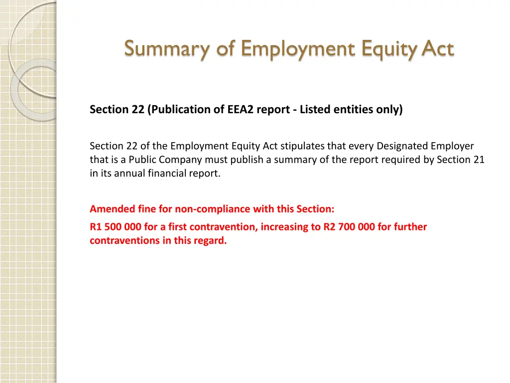 summary of employment equity act 15