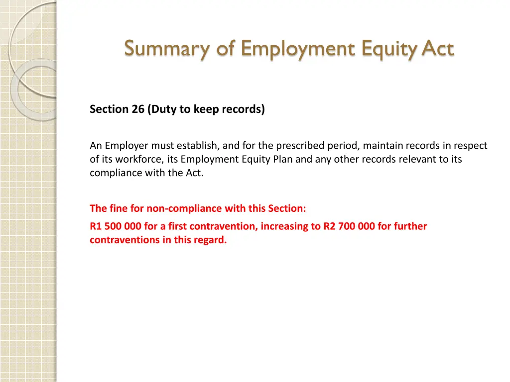 summary of employment equity act 19