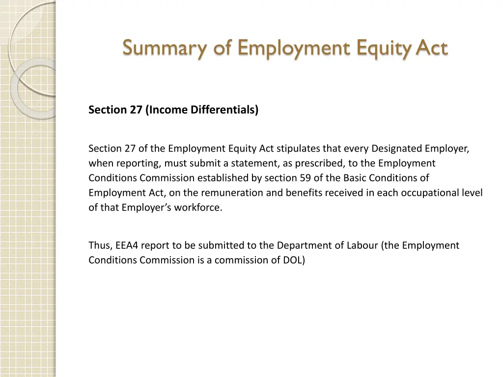 summary of employment equity act 20