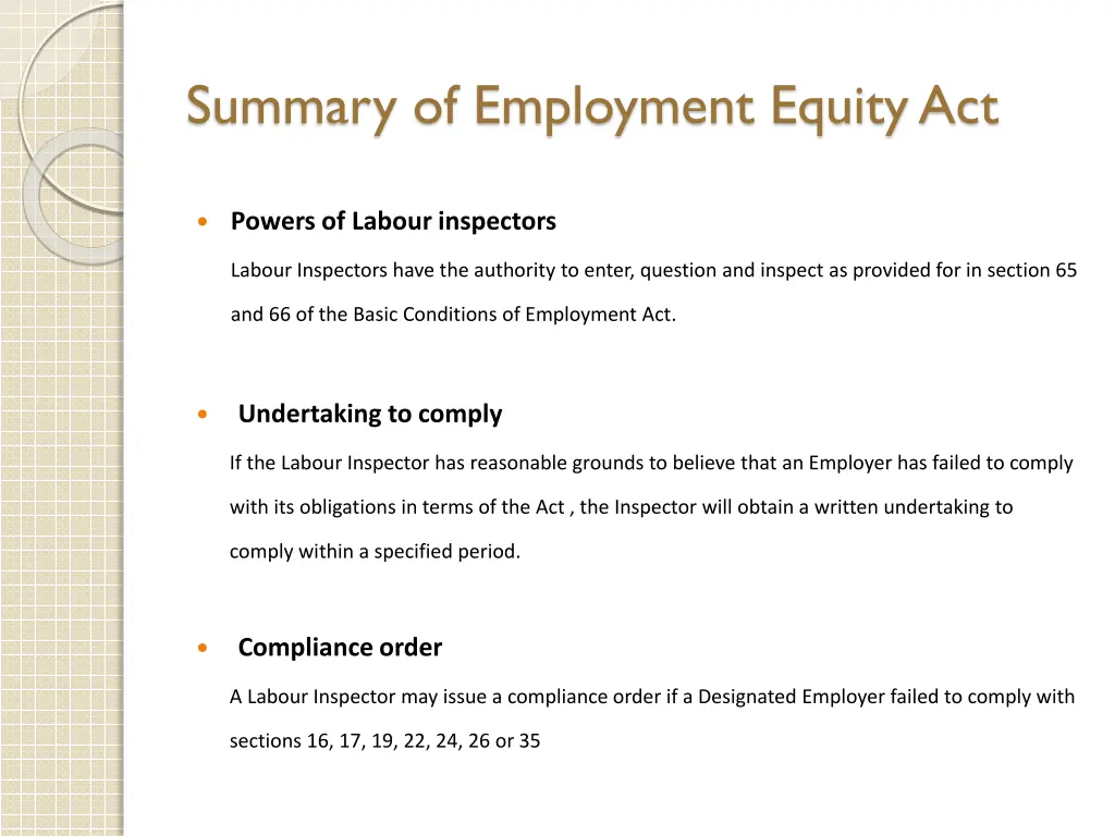 summary of employment equity act 5