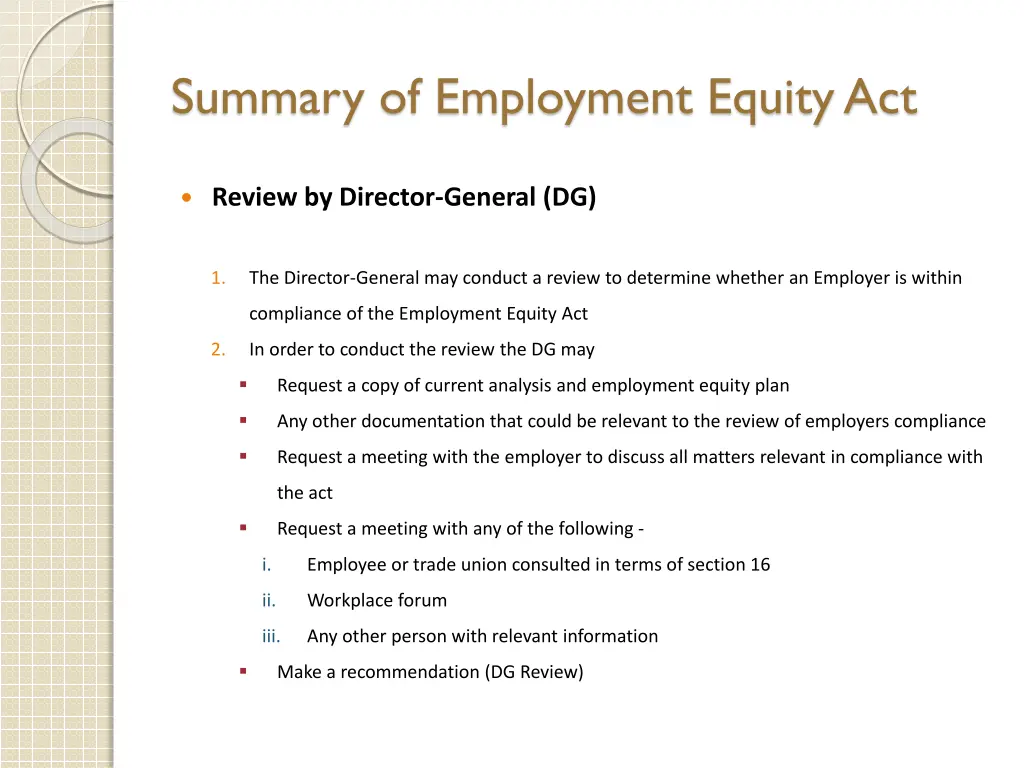 summary of employment equity act 6