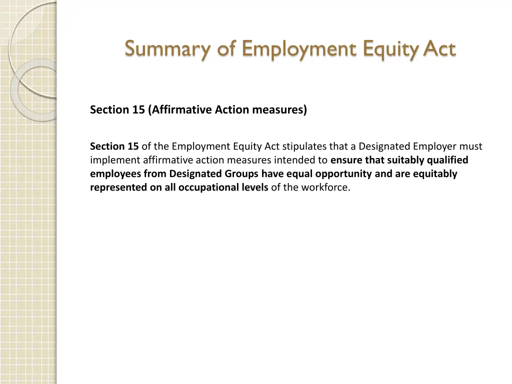 summary of employment equity act 9