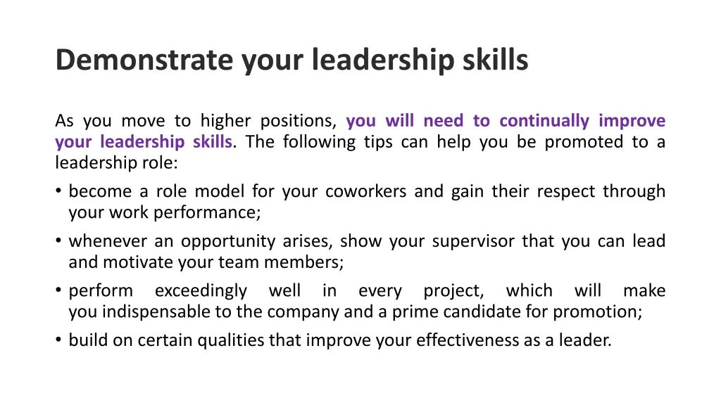 demonstrate your leadership skills