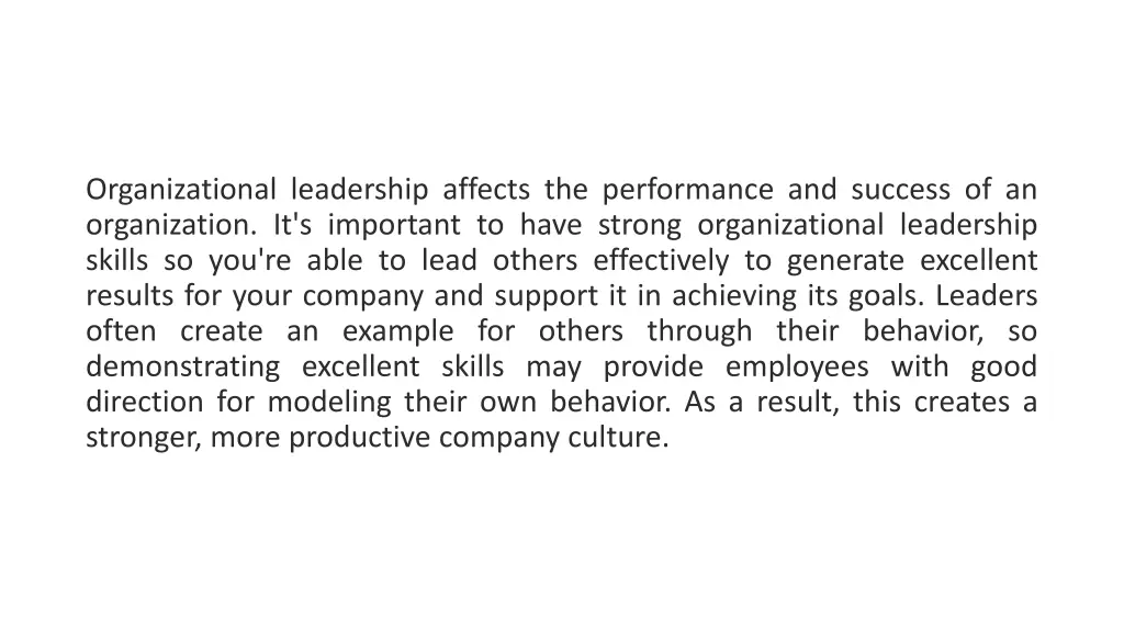 organizational leadership affects the performance