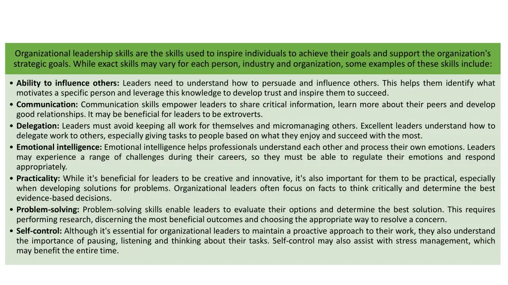 organizational leadership skills are the skills