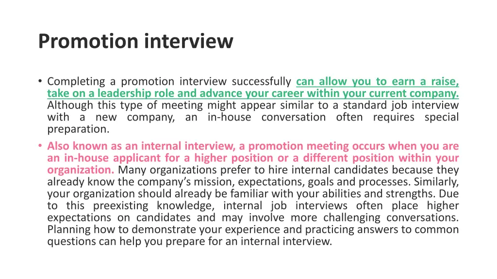 promotion interview