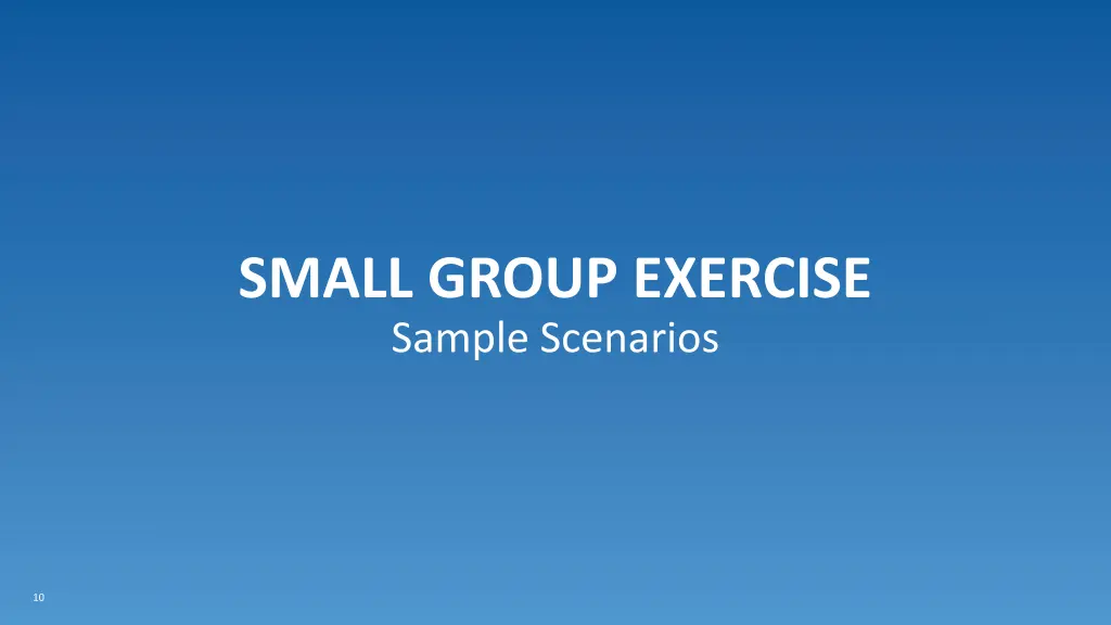 small group exercise sample scenarios
