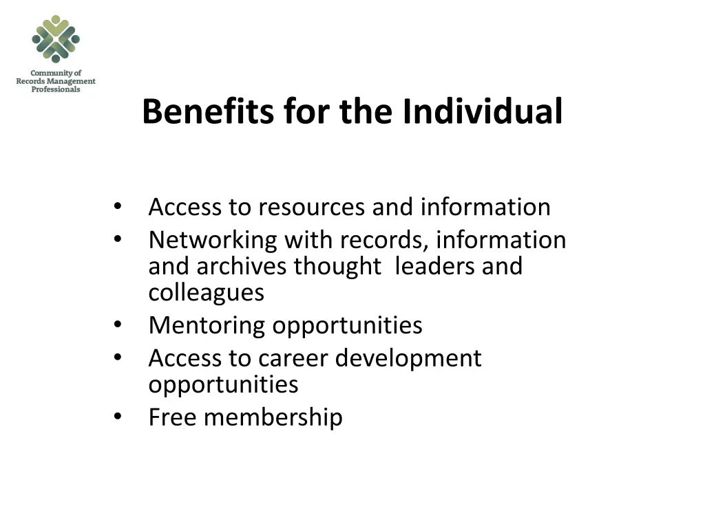 benefits for the individual