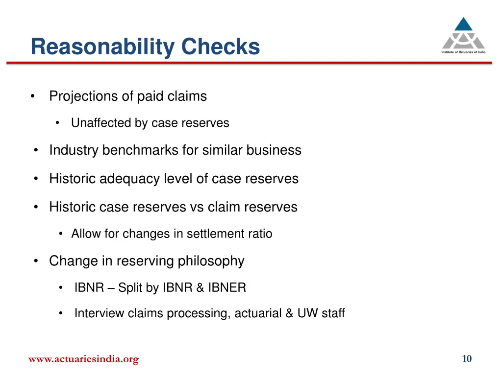 reasonability checks