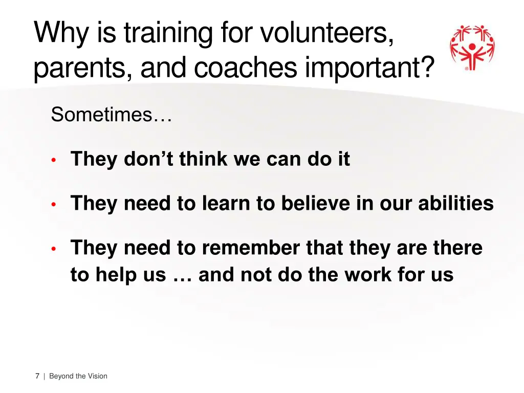 why is training for volunteers parents