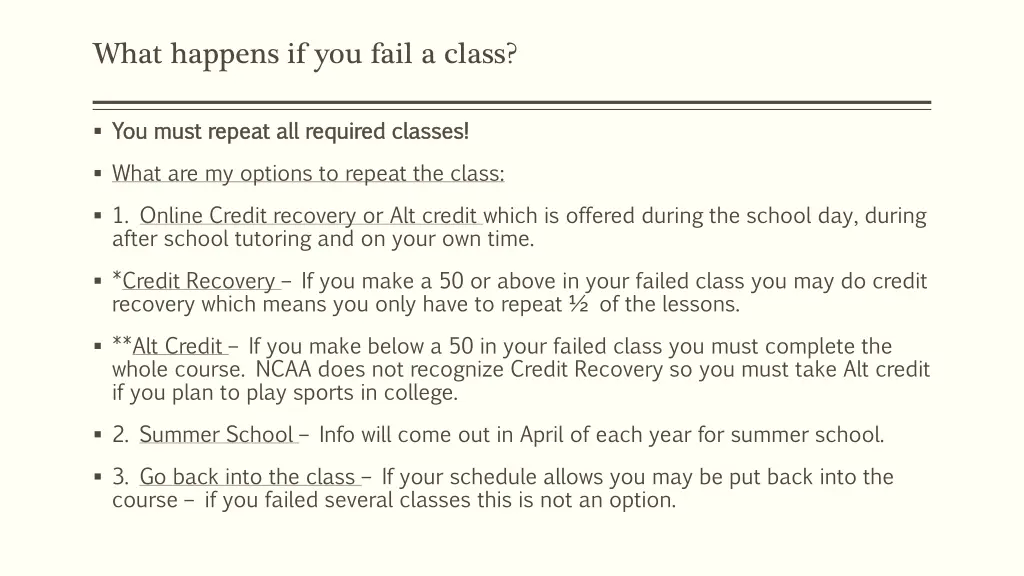 what happens if you fail a class