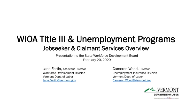 wioa title iii unemployment programs wioa title