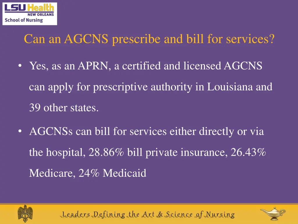 can an agcns prescribe and bill for services