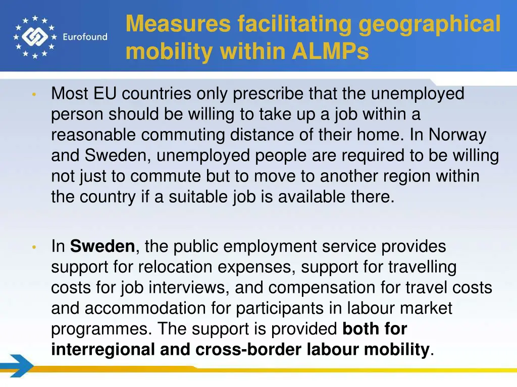 measures facilitating geographical mobility