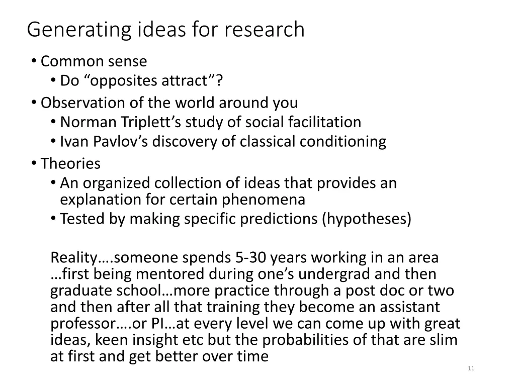 generating ideas for research common sense
