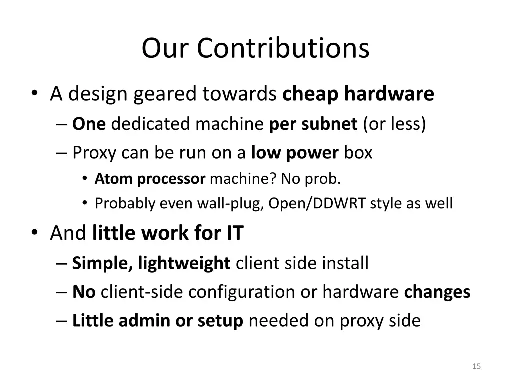 our contributions