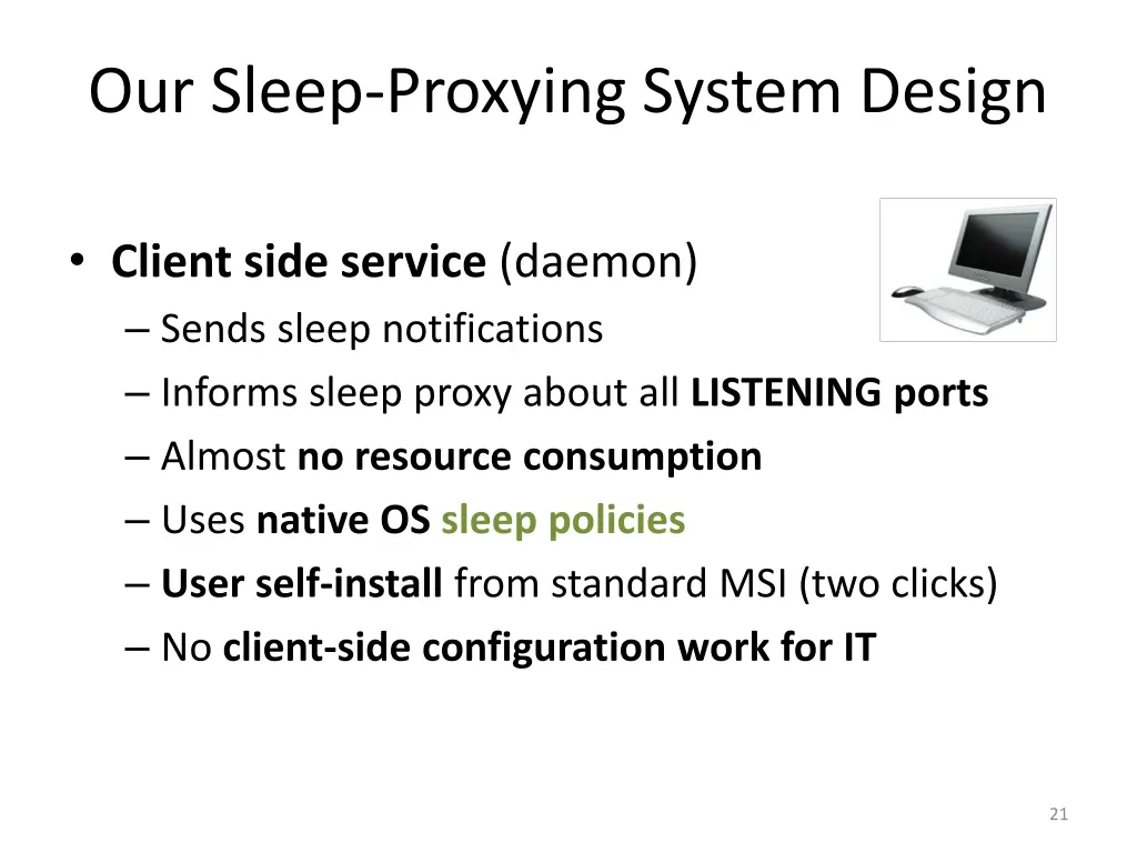 our sleep proxying system design