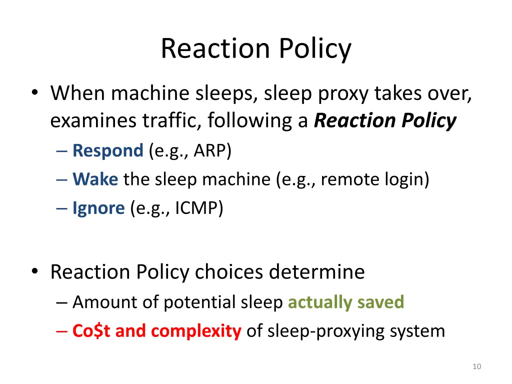 reaction policy