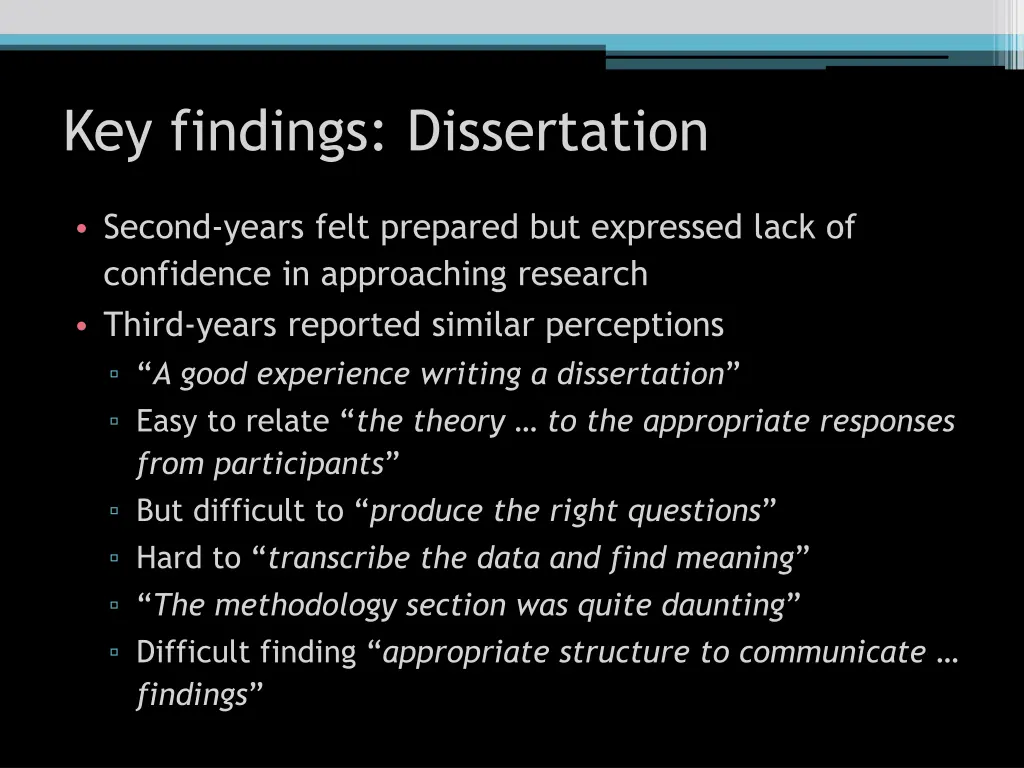 key findings dissertation