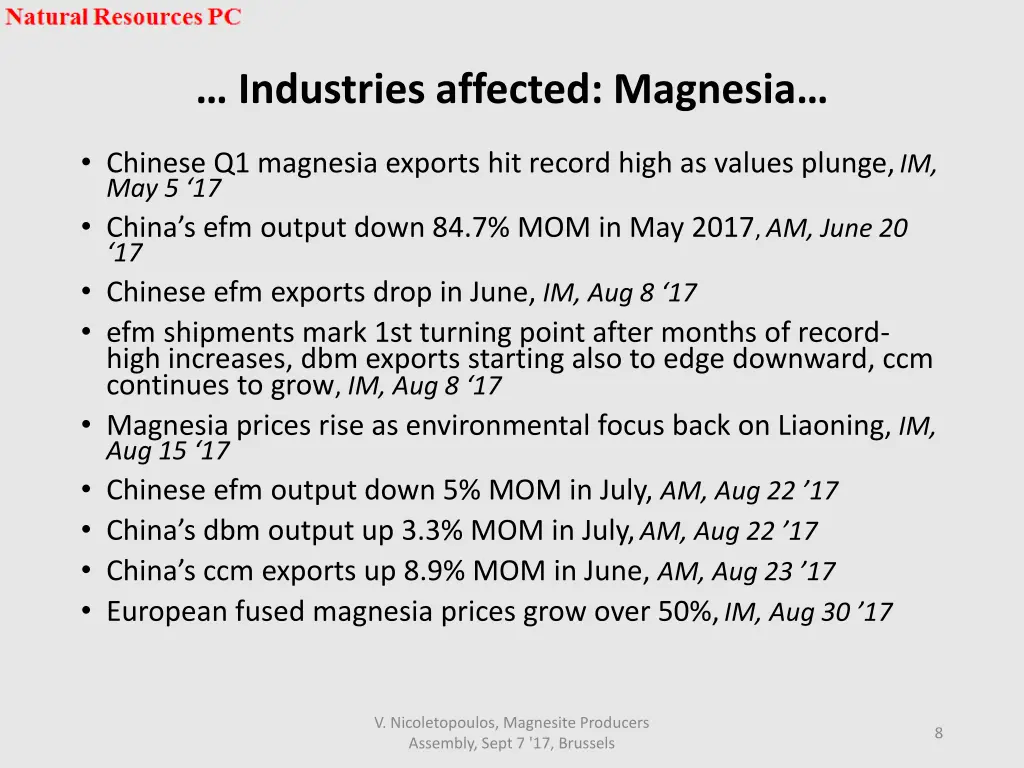 industries affected magnesia