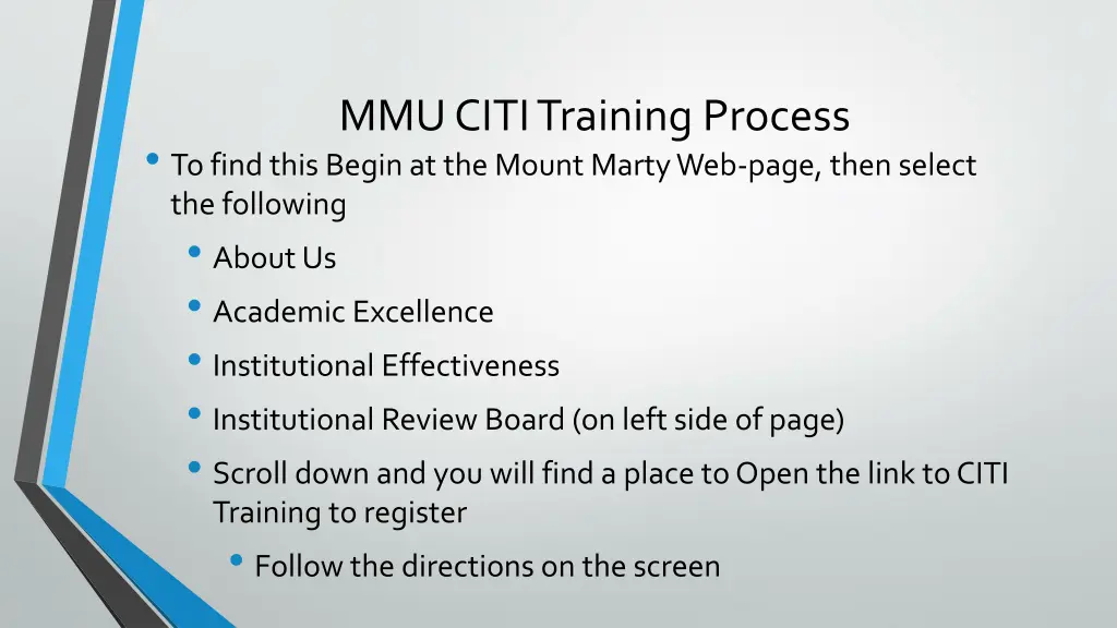 mmu citi training process to find this begin