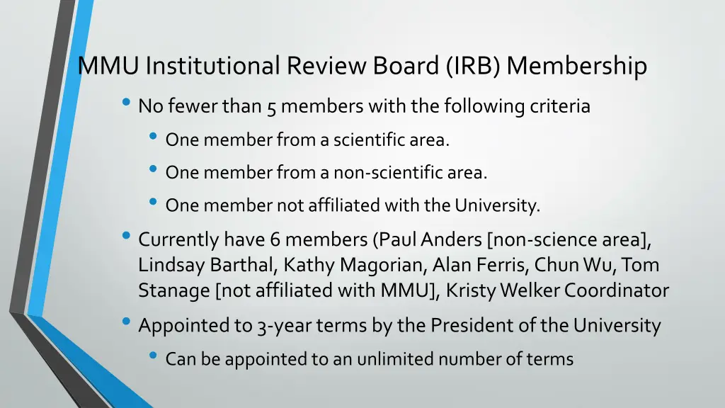 mmu institutional review board irb membership