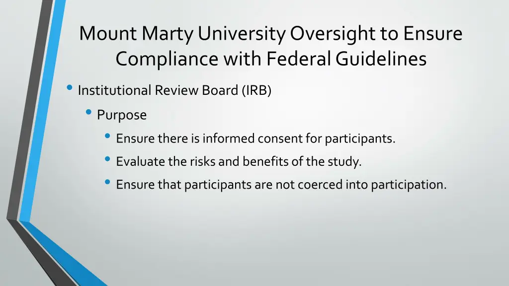 mount marty university oversight to ensure
